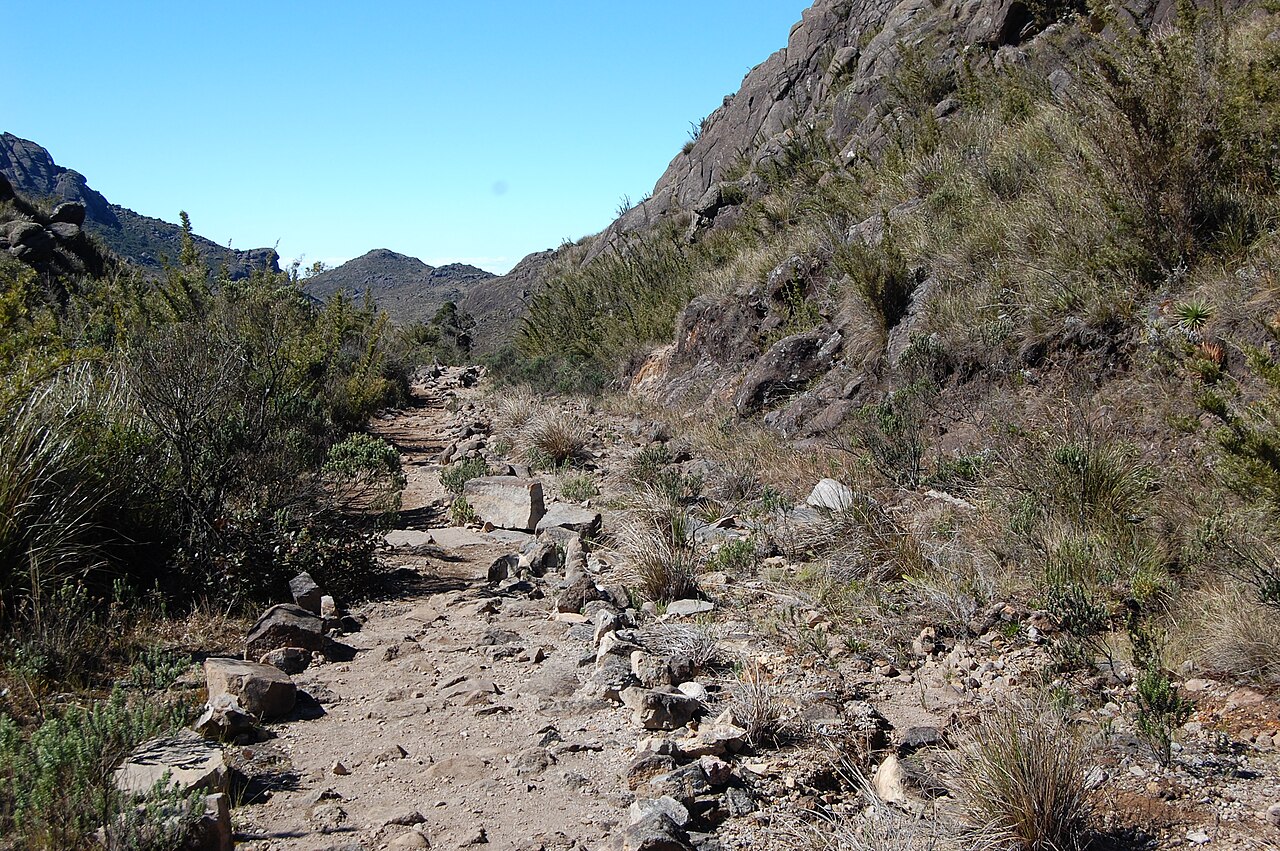 Caminho antigo em meio aos campos de altitude, no rumo das Prateleiras.